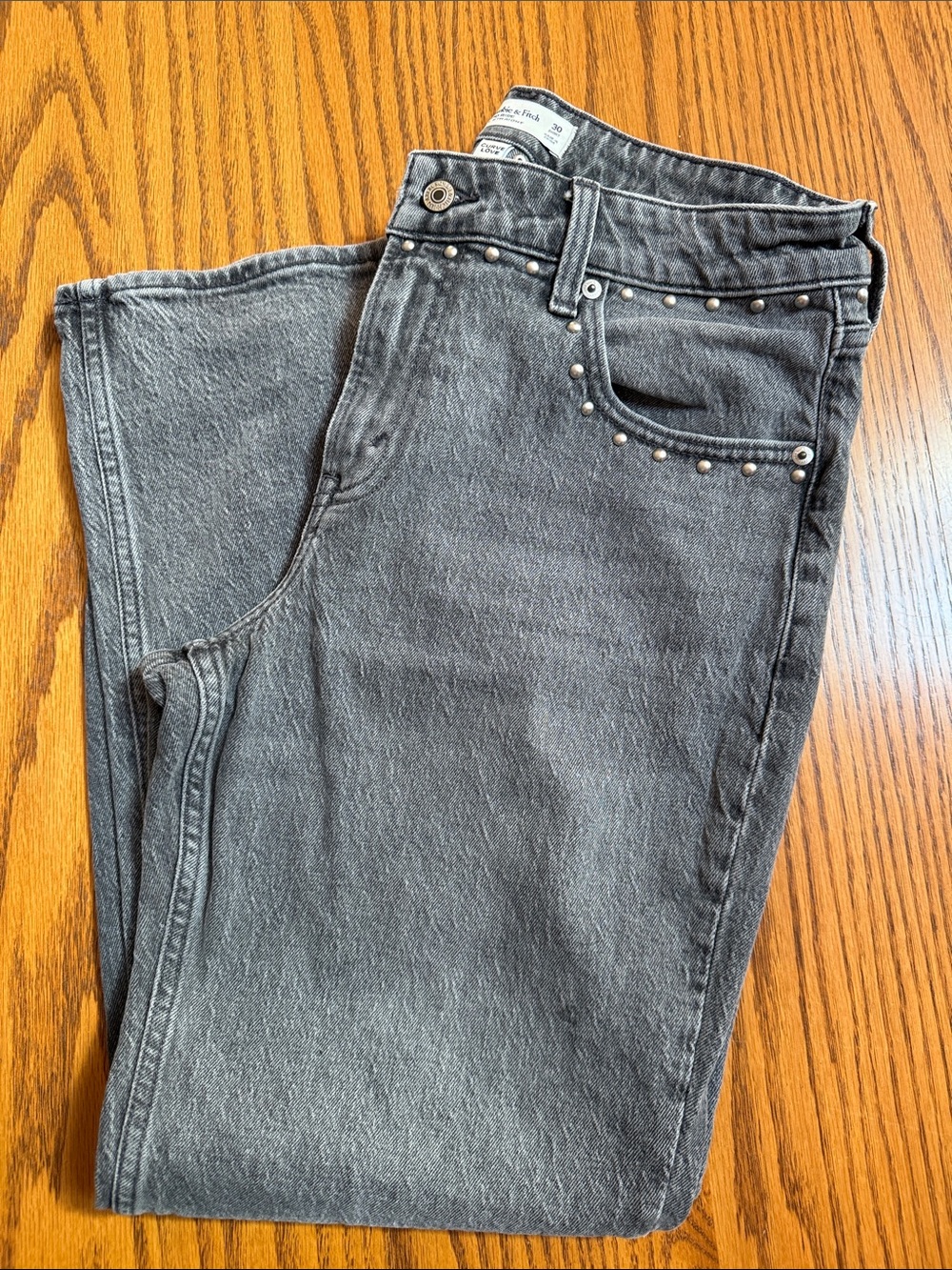 Abercrombie & Fitch Women's Gray Skinny Jeans with Stud Accents